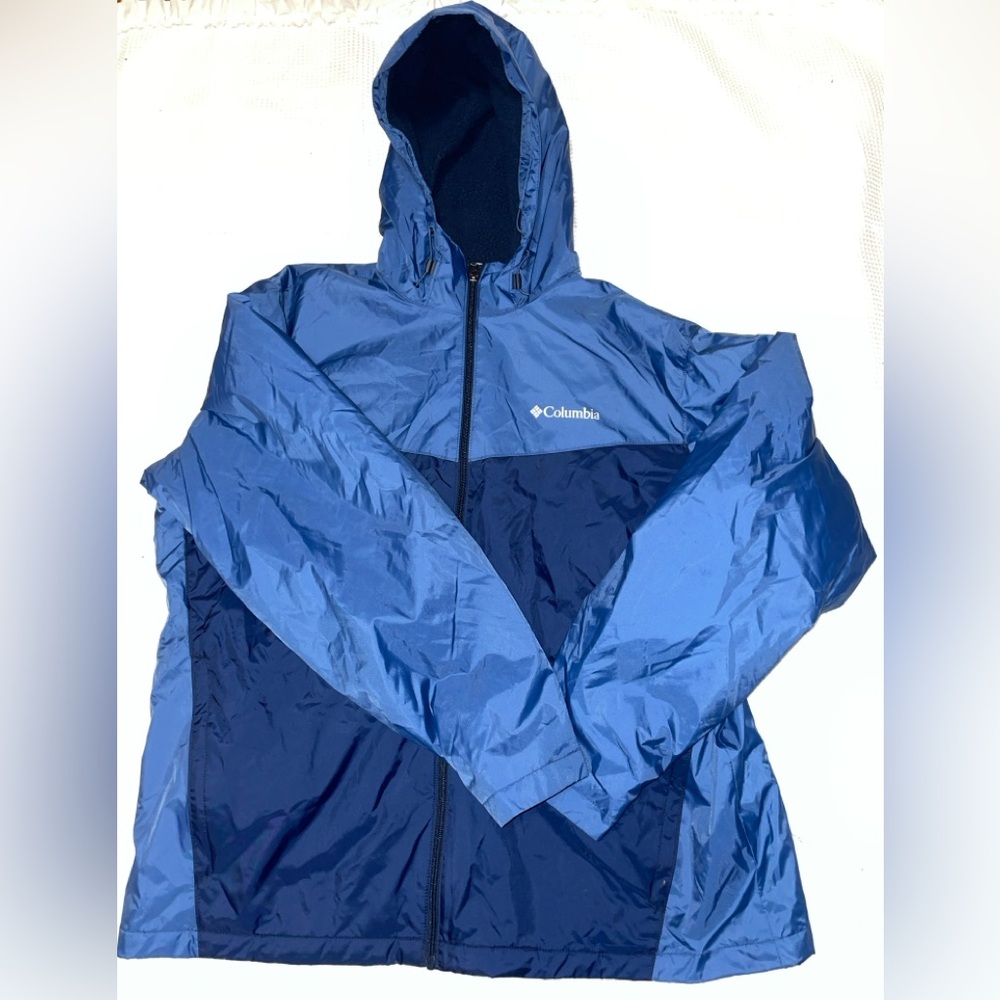 Greyish Blue Columbia Winter Zip Up Puffer Jacket w/ Hoodie